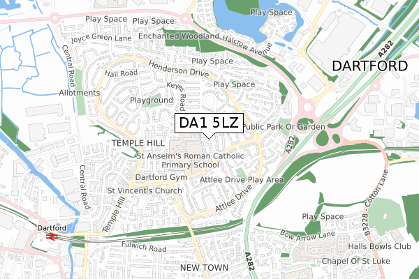 DA1 5LZ map - small scale - OS Open Zoomstack (Ordnance Survey)