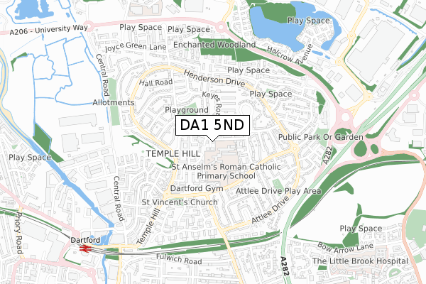 DA1 5ND map - small scale - OS Open Zoomstack (Ordnance Survey)