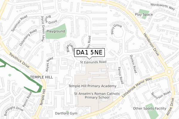 DA1 5NE map - large scale - OS Open Zoomstack (Ordnance Survey)