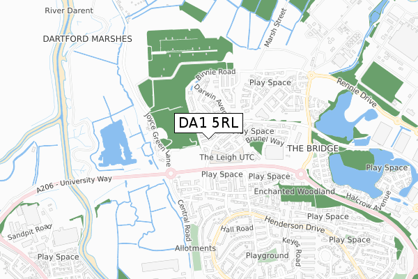 DA1 5RL map - small scale - OS Open Zoomstack (Ordnance Survey)