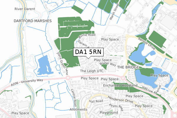 DA1 5RN map - small scale - OS Open Zoomstack (Ordnance Survey)