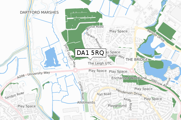 DA1 5RQ map - small scale - OS Open Zoomstack (Ordnance Survey)