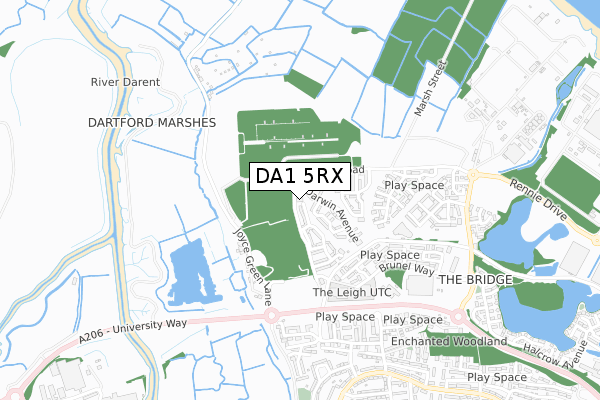 DA1 5RX map - small scale - OS Open Zoomstack (Ordnance Survey)