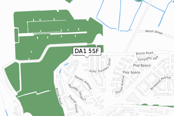 DA1 5SF map - large scale - OS Open Zoomstack (Ordnance Survey)
