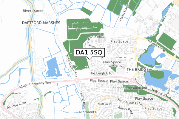 DA1 5SQ map - small scale - OS Open Zoomstack (Ordnance Survey)