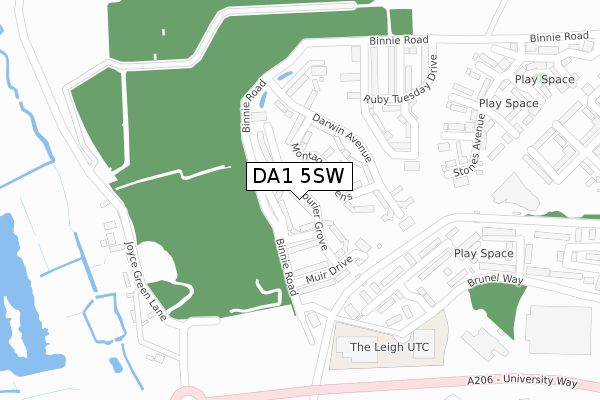 DA1 5SW map - large scale - OS Open Zoomstack (Ordnance Survey)