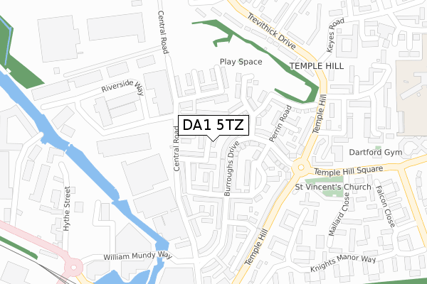 DA1 5TZ map - large scale - OS Open Zoomstack (Ordnance Survey)