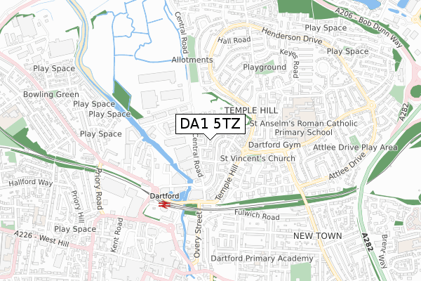 DA1 5TZ map - small scale - OS Open Zoomstack (Ordnance Survey) DA1 5TZ map - small scale - OS Open Zoomstack (Ordnance Survey)