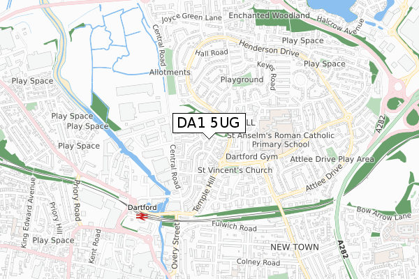 DA1 5UG map - small scale - OS Open Zoomstack (Ordnance Survey)