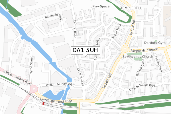 DA1 5UH map - large scale - OS Open Zoomstack (Ordnance Survey)