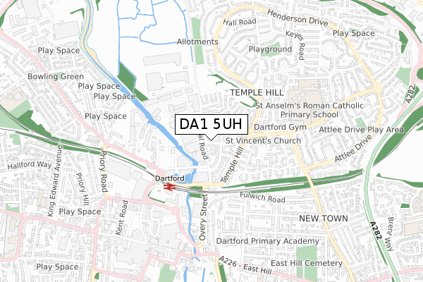 DA1 5UH map - small scale - OS Open Zoomstack (Ordnance Survey)