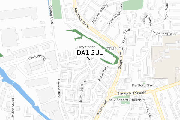 DA1 5UL map - large scale - OS Open Zoomstack (Ordnance Survey)