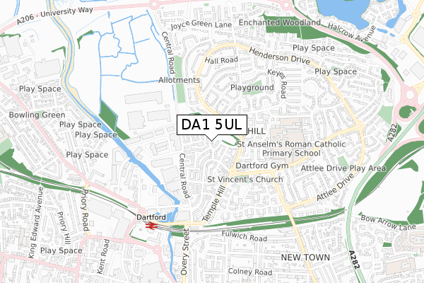 DA1 5UL map - small scale - OS Open Zoomstack (Ordnance Survey)