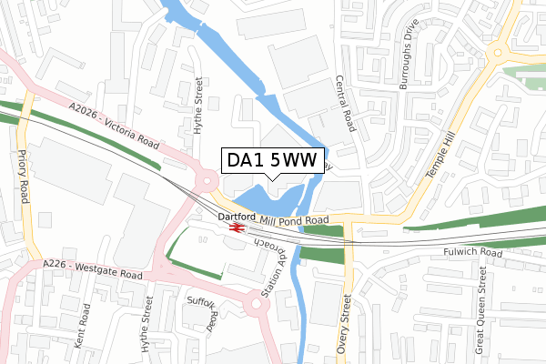 DA1 5WW map - large scale - OS Open Zoomstack (Ordnance Survey)