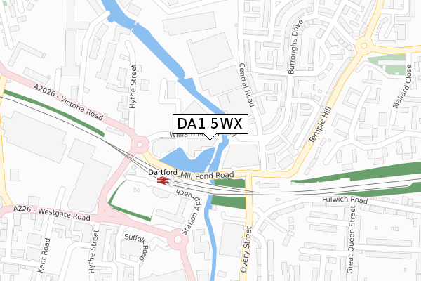 DA1 5WX map - large scale - OS Open Zoomstack (Ordnance Survey)
