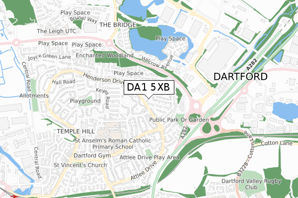 DA1 5XB map - small scale - OS Open Zoomstack (Ordnance Survey)