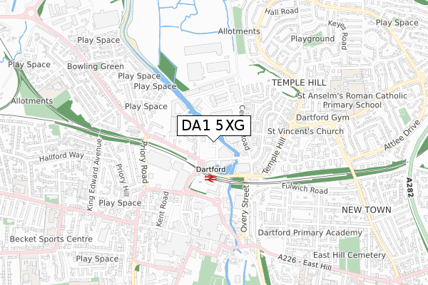 DA1 5XG map - small scale - OS Open Zoomstack (Ordnance Survey)
