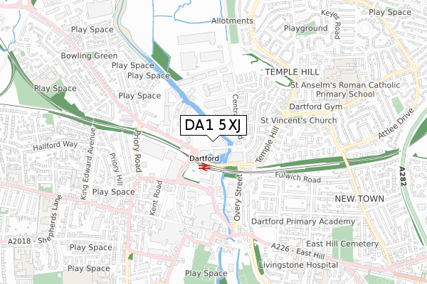 DA1 5XJ map - small scale - OS Open Zoomstack (Ordnance Survey)