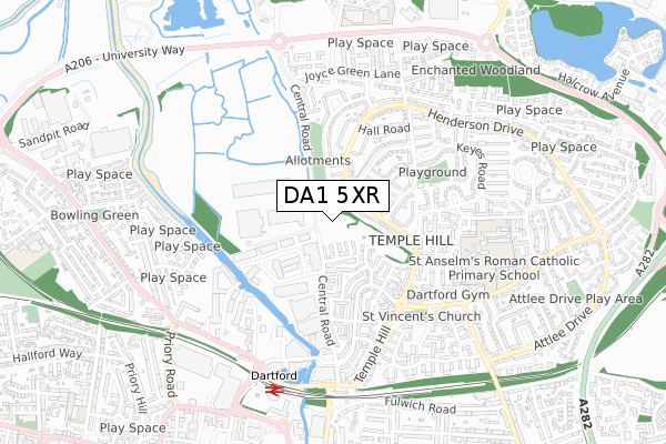 DA1 5XR map - small scale - OS Open Zoomstack (Ordnance Survey)