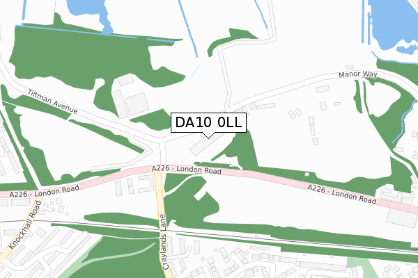 DA10 0LL map - large scale - OS Open Zoomstack (Ordnance Survey)