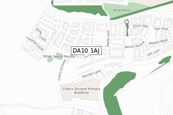 DA10 1AJ map - large scale - OS Open Zoomstack (Ordnance Survey)
