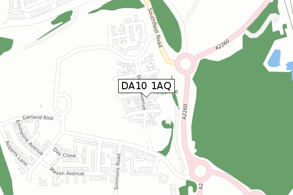 DA10 1AQ map - large scale - OS Open Zoomstack (Ordnance Survey)