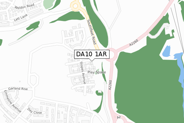 DA10 1AR map - large scale - OS Open Zoomstack (Ordnance Survey)