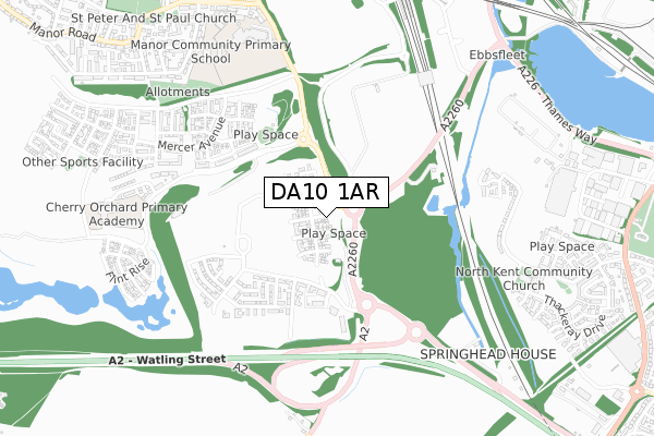 DA10 1AR map - small scale - OS Open Zoomstack (Ordnance Survey)