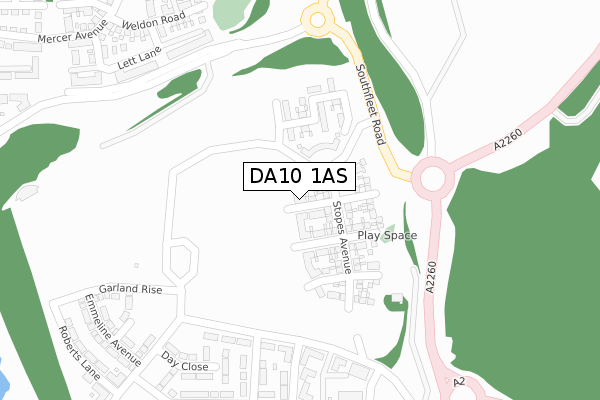 DA10 1AS map - large scale - OS Open Zoomstack (Ordnance Survey)