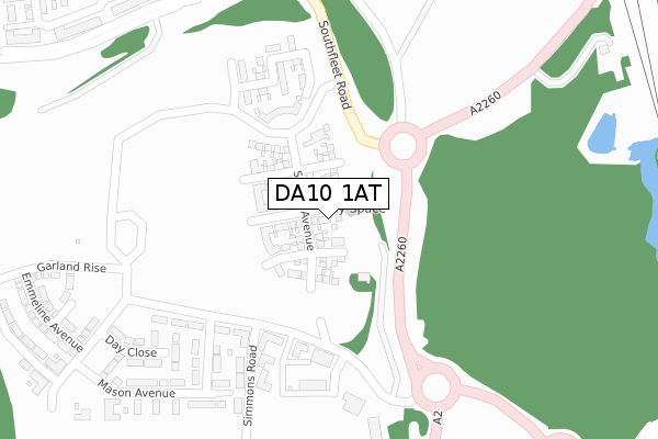 DA10 1AT map - large scale - OS Open Zoomstack (Ordnance Survey)