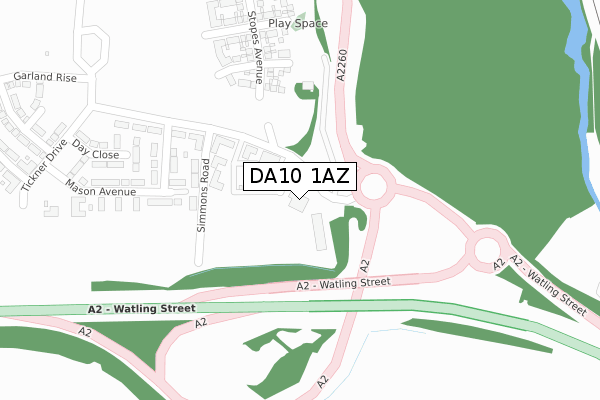 DA10 1AZ map - large scale - OS Open Zoomstack (Ordnance Survey)