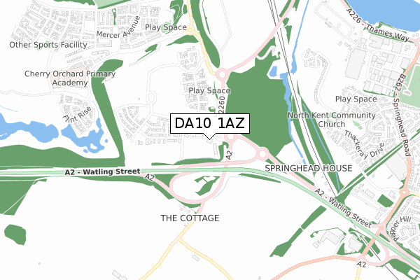 DA10 1AZ map - small scale - OS Open Zoomstack (Ordnance Survey)
