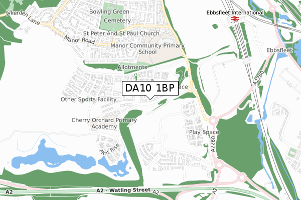 DA10 1BP map - small scale - OS Open Zoomstack (Ordnance Survey)