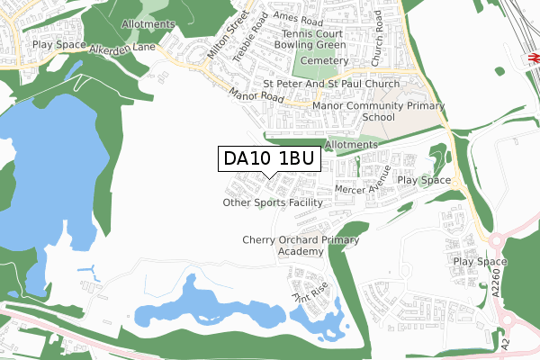 DA10 1BU map - small scale - OS Open Zoomstack (Ordnance Survey)