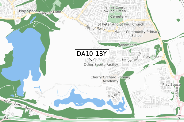 DA10 1BY map - small scale - OS Open Zoomstack (Ordnance Survey)
