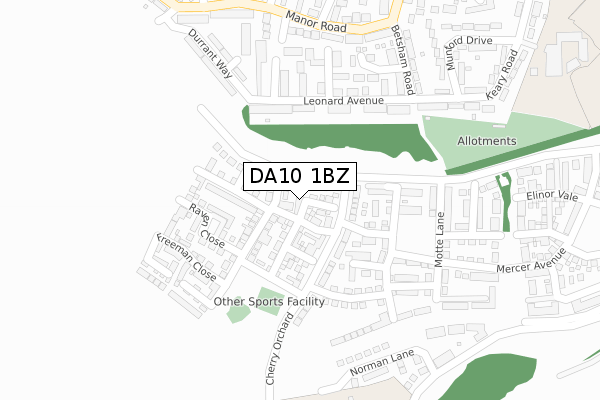 DA10 1BZ map - large scale - OS Open Zoomstack (Ordnance Survey)