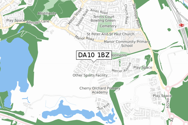 DA10 1BZ map - small scale - OS Open Zoomstack (Ordnance Survey)