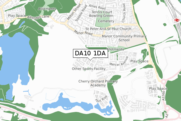 DA10 1DA map - small scale - OS Open Zoomstack (Ordnance Survey)