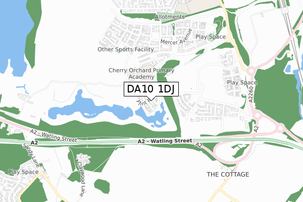 DA10 1DJ map - small scale - OS Open Zoomstack (Ordnance Survey)