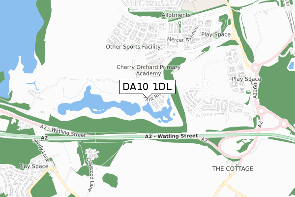 DA10 1DL map - small scale - OS Open Zoomstack (Ordnance Survey)