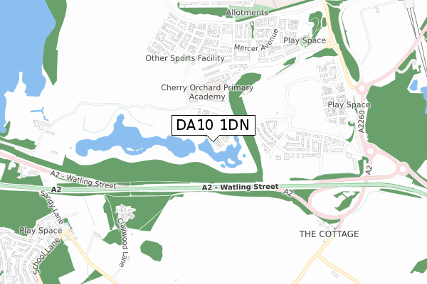 DA10 1DN map - small scale - OS Open Zoomstack (Ordnance Survey)