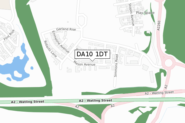 DA10 1DT map - large scale - OS Open Zoomstack (Ordnance Survey)