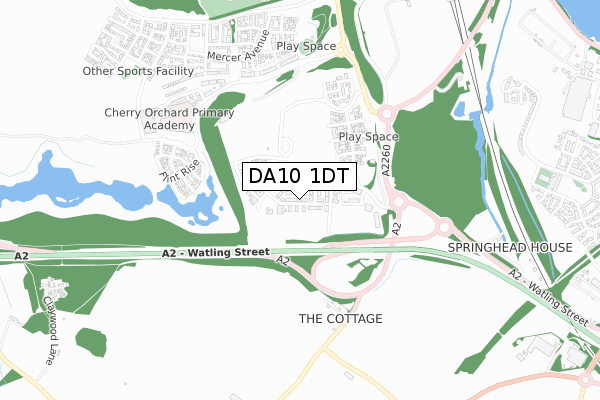 DA10 1DT map - small scale - OS Open Zoomstack (Ordnance Survey)