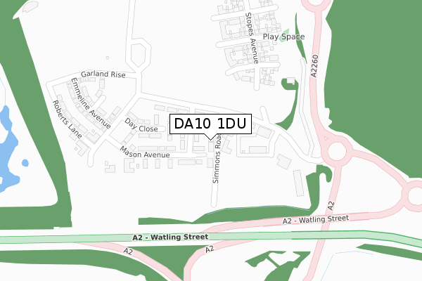 DA10 1DU map - large scale - OS Open Zoomstack (Ordnance Survey)