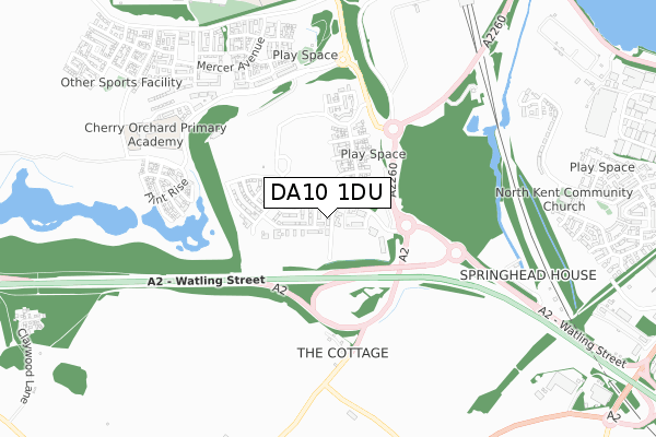 DA10 1DU map - small scale - OS Open Zoomstack (Ordnance Survey)