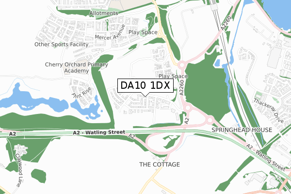 DA10 1DX map - small scale - OS Open Zoomstack (Ordnance Survey)