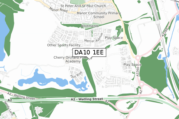 DA10 1EE map - small scale - OS Open Zoomstack (Ordnance Survey)