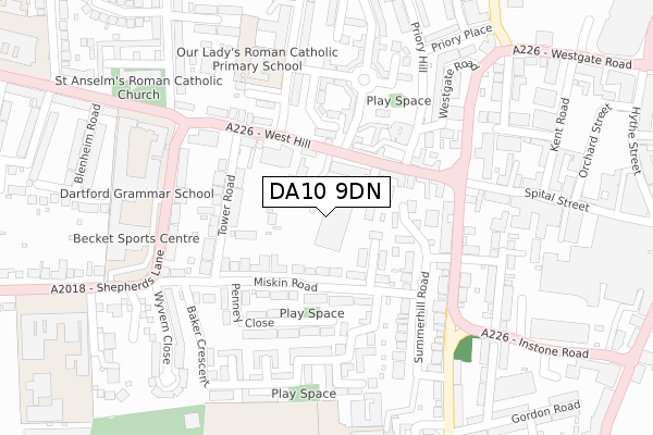 DA10 9DN map - large scale - OS Open Zoomstack (Ordnance Survey)