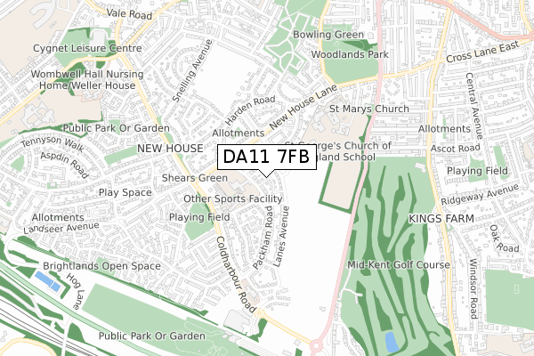 DA11 7FB map - small scale - OS Open Zoomstack (Ordnance Survey) DA11 7FB map - small scale - OS Open Zoomstack (Ordnance Survey)
