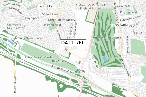 DA11 7FL map - small scale - OS Open Zoomstack (Ordnance Survey)